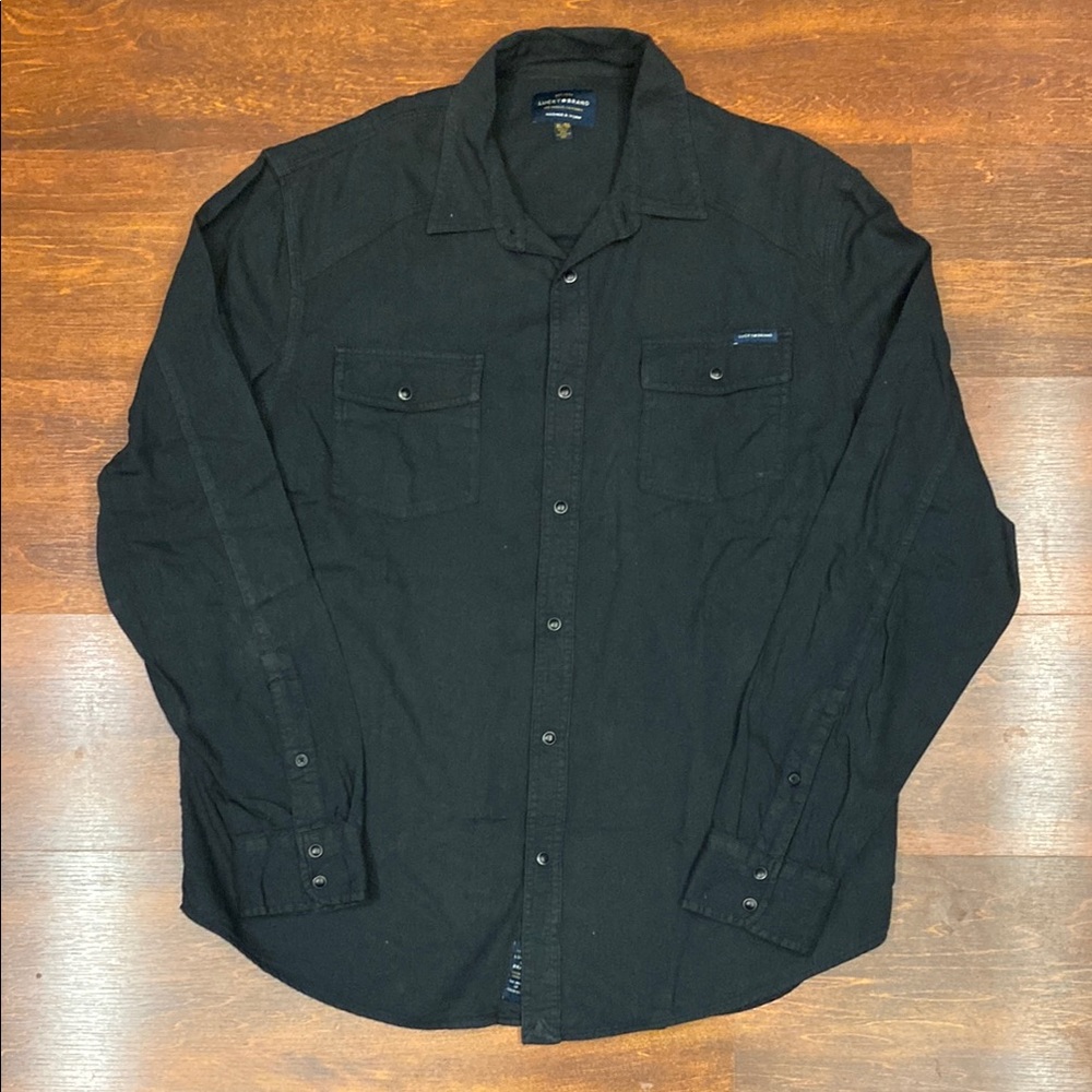 Lucky Brand Black Casual Button Down Shirt
